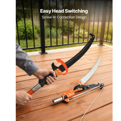 ZOLVYN Manual Pole Saw, 27 ft Extendable Tree Pruner with Sharp Steel Blade & Pulley System, Telescopic Tree Trimmer with 8 Fiberglass Handles for High Branch Pruning